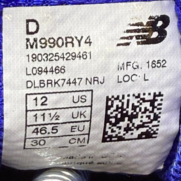 New Balance 990 Royal Leather Shoes Men's Made in USA M990RY4 Mens Size 12 D - Picture 10 of 10